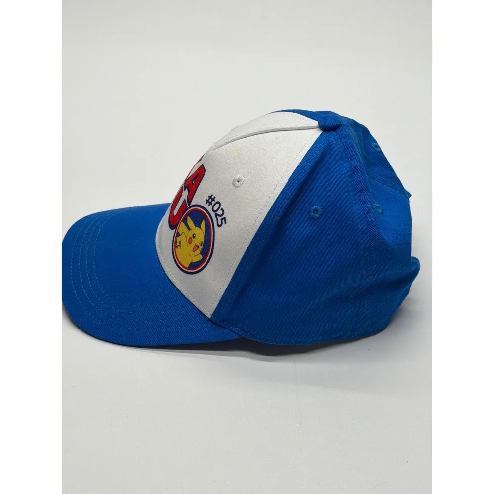 Pokemon Pikachu Blue White Youth Snapback Hat‎ #025 Graphic Baseball Cap OSFM